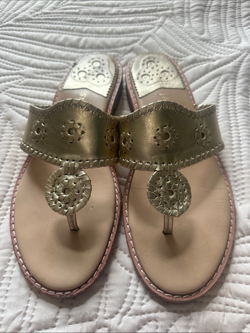 Jack Rogers Metallic Gold Thong Sandals